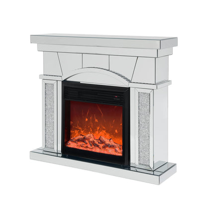 46" Electric Fireplace Cabinet with Mirror - Silver