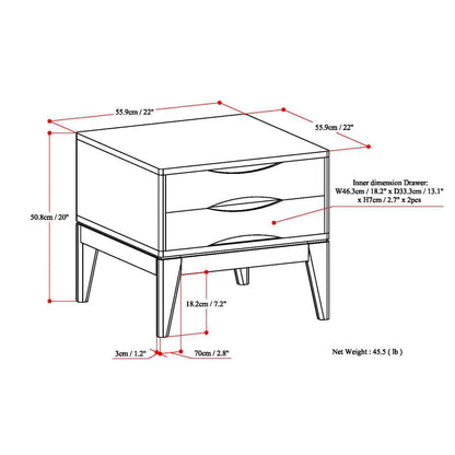 Dark Brown Wood End Table - 22" x 22" for Living Room
