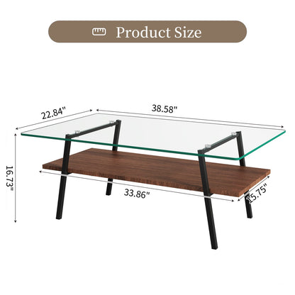 Transparent Tempered Glass Coffee Table Set - 3 Piece Living Room Table