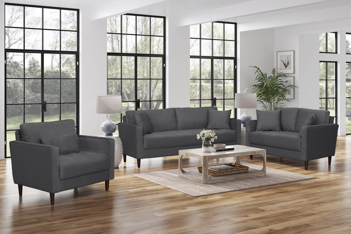 Contemporary Gray Sofa - 2 Seat Plush Comfort for Living Room