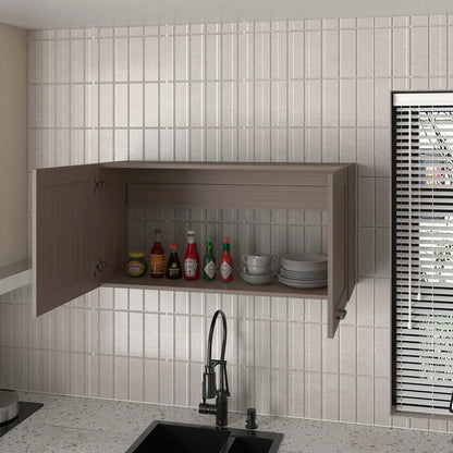 Living Room Beige Engineered Wood Wall Cabinet - 12 x 39.4 x 19.3", Kitchen Storage