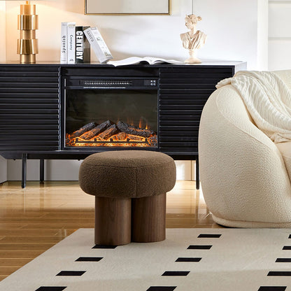 W8017-1 Mushroom Stool - Brown Lamb Wool Seat Ottoman