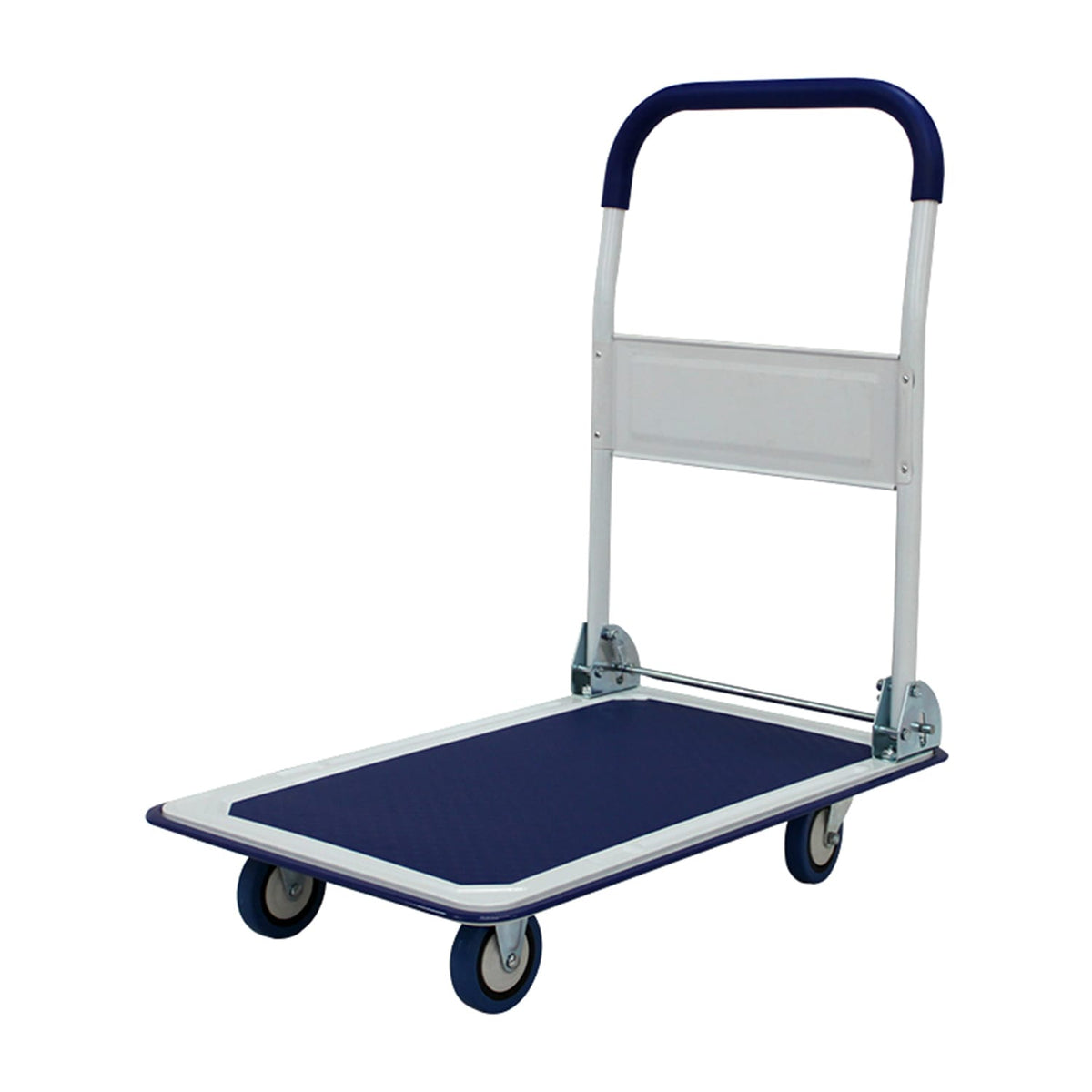Blue Steel Folding Hand Truck for Heavy Duty Warehouse Storage