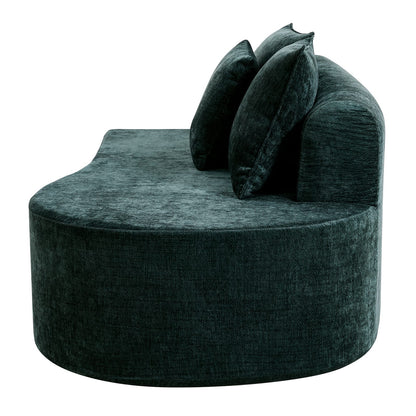 138.6" Dark Green Curved Sectional Sofa - Fully Assembled, 2-Piece Set