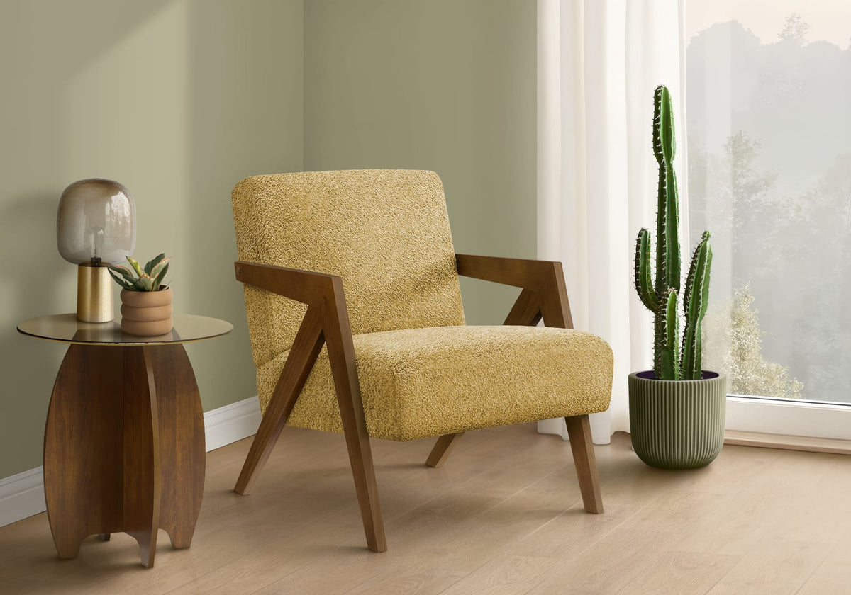 Accent Chair, 30"h - Yellow Polyester Upholstery