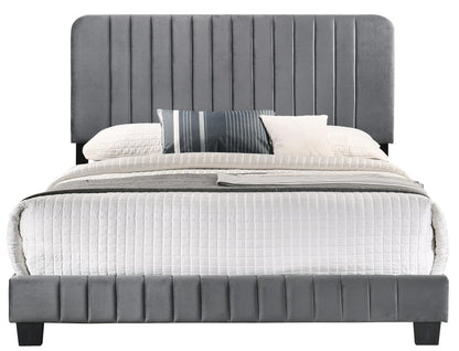 Stylish Contemporary Gray King Bed - Velvet Frame