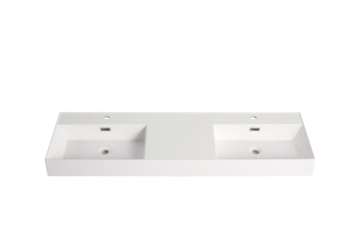 60 Inch Gloss White Resin Bathroom Vanity - Storage Sink
