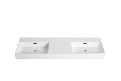 60 Inch Gloss White Resin Bathroom Vanity - Storage Sink
