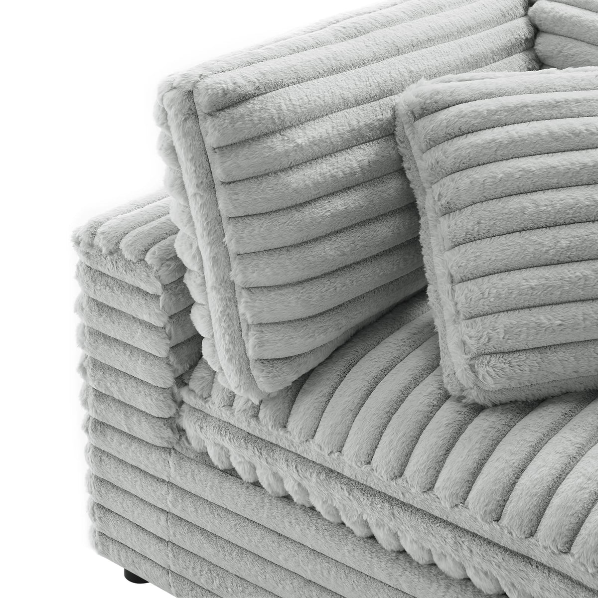 Gray Polyester Modular Sectional Sofa - 2 Pieces for Living Room