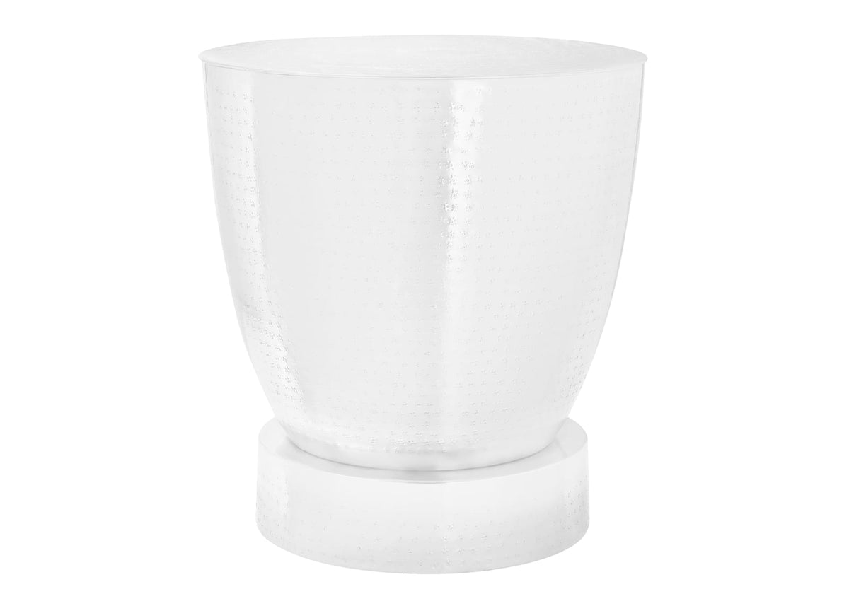 White Metal Drum Accent Table - Side, End, Nightstand for Living Room
