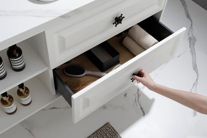 White Wall Mounted Bathroom Vanity Cabinet - 96" Storage