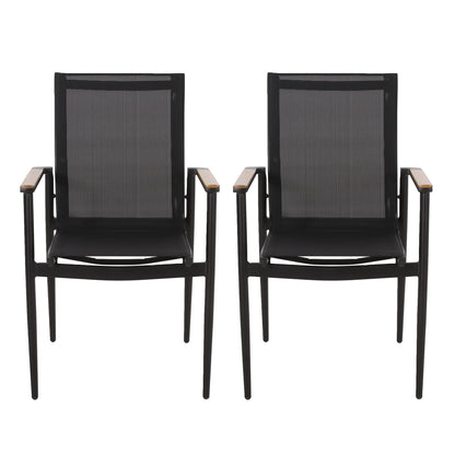 Natural Aluminum Outdoor Patio Dining Chairs Set