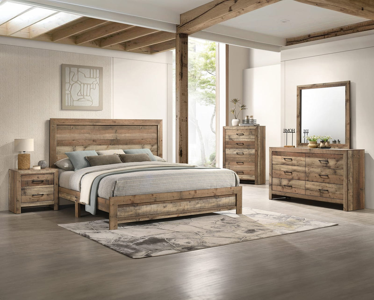 Brown Wood Dresser - 6 Drawers Bedroom Furniture
