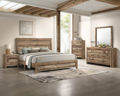 Brown Wood Dresser - 6 Drawers Bedroom Furniture