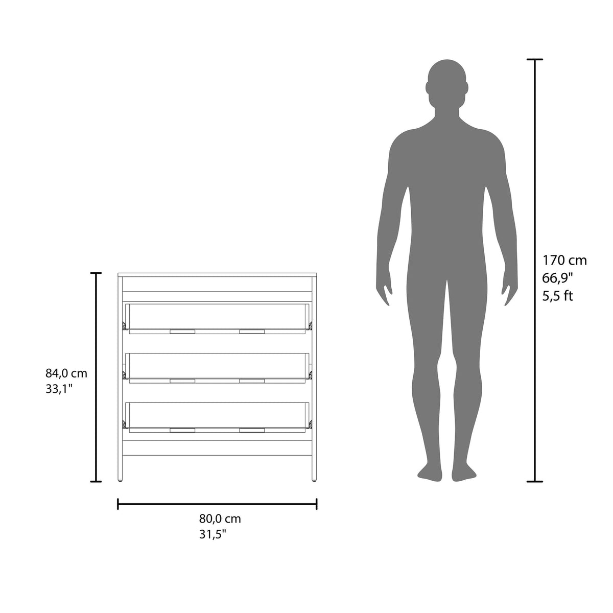 Wenge 3-Drawer Chest - Bedroom Storage
