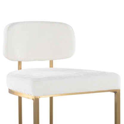 Gold Cream Fabric Barstool Set for Dining Room Seating