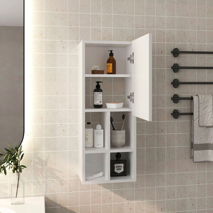 Wall Cabinet with Sink - White, 1 Door, 5 Shelves
