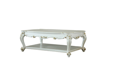 Antique Pearl Coffee Table with Bottom Shelf for Living Room