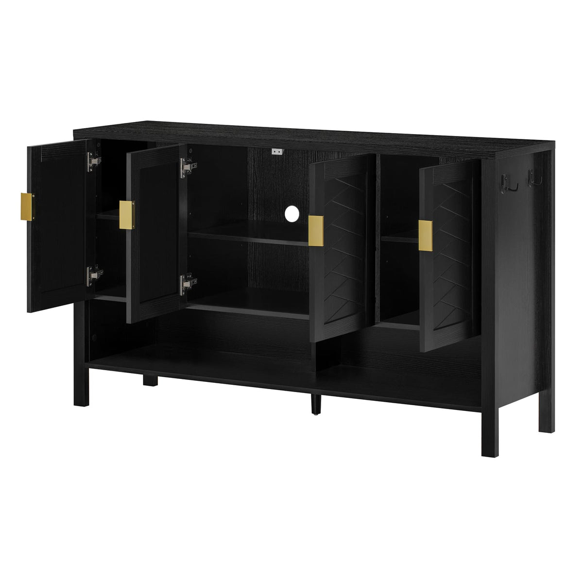 Black 55 Inch Sideboard Buffet - MDF Storage Cabinet