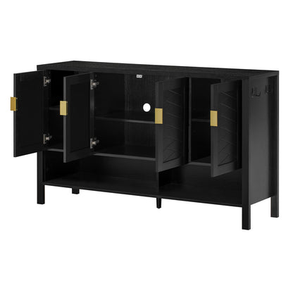 Black 55 Inch Sideboard Buffet - MDF Storage Cabinet