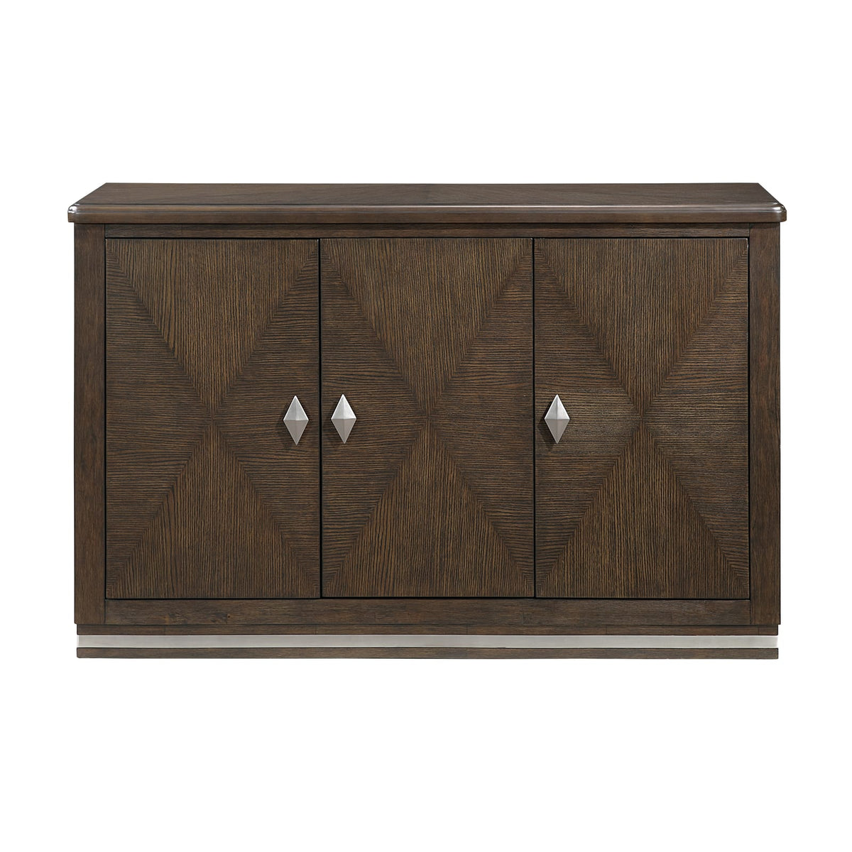 Modern Brown Wood Dining Server with 3 Cabinets and Adjustable Shelves