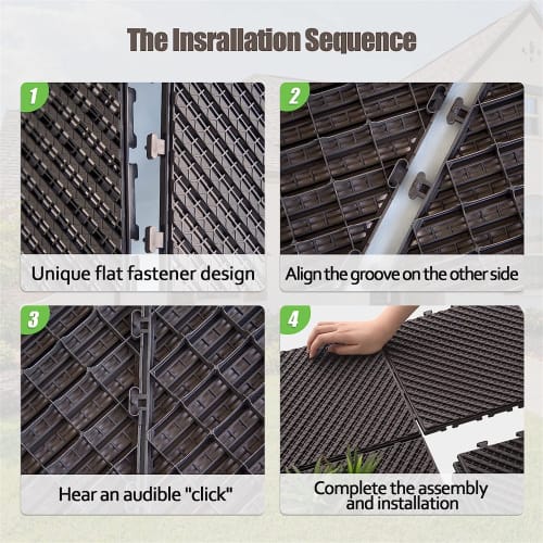 Dark Brown Patio Interlocking Deck Tiles - 12x12 Square Flooring