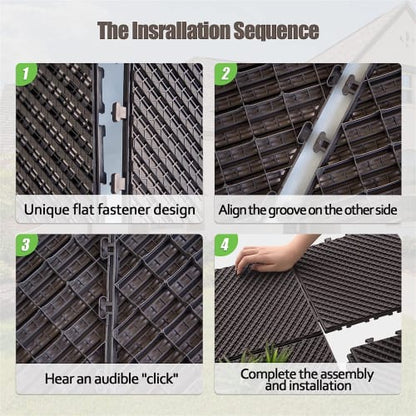 Dark Brown Patio Interlocking Deck Tiles - 12x12 Square Flooring