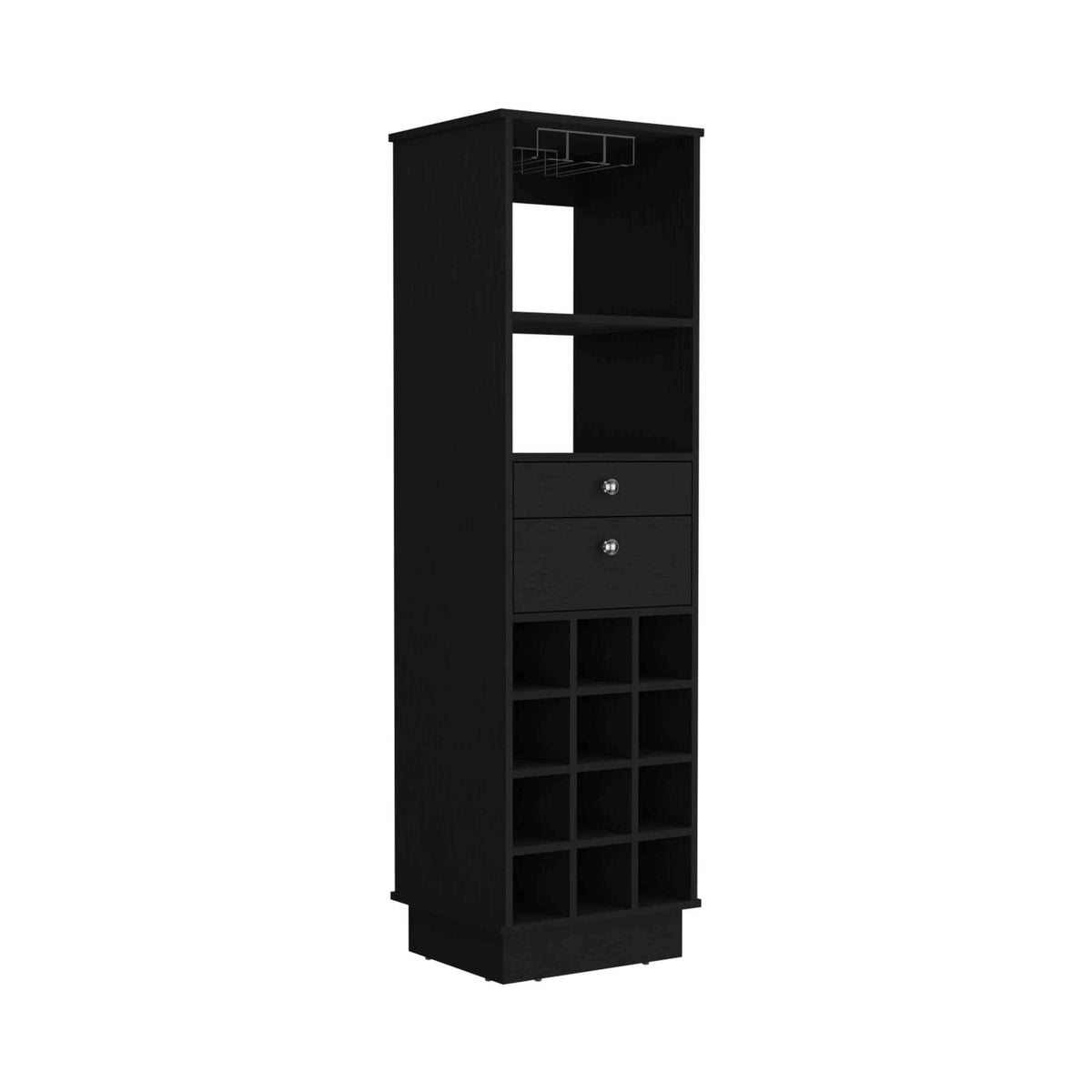 Black Modern Wine Bar Cabinet with 12 Racks