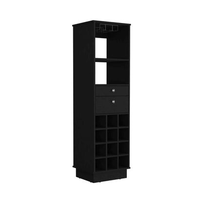 Black Modern Wine Bar Cabinet with 12 Racks