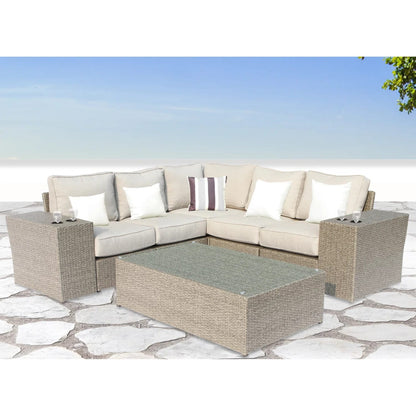 8 Piece Grey Wicker Patio Sectional Set
