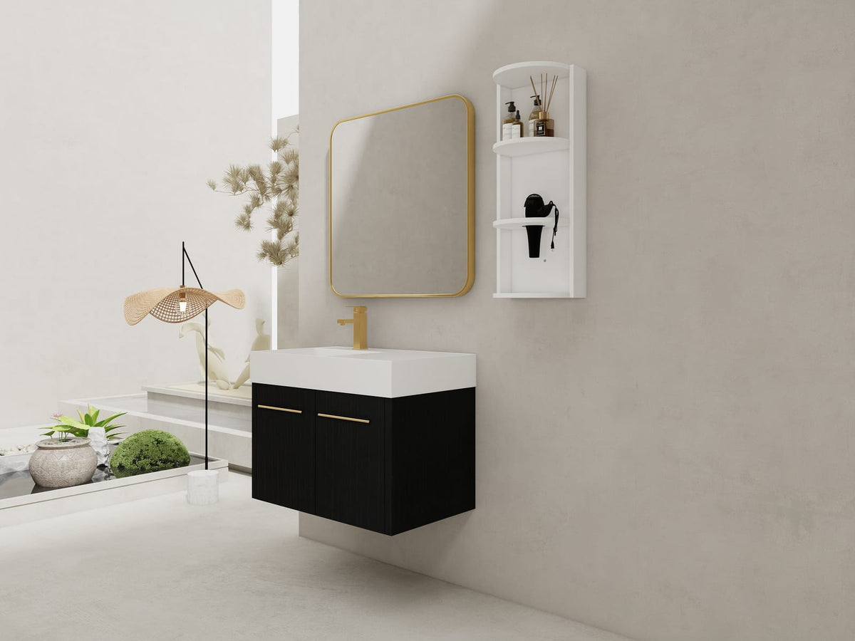 30 Inch Black Chestnut Bathroom Vanity with Sink & Storage - KD Package