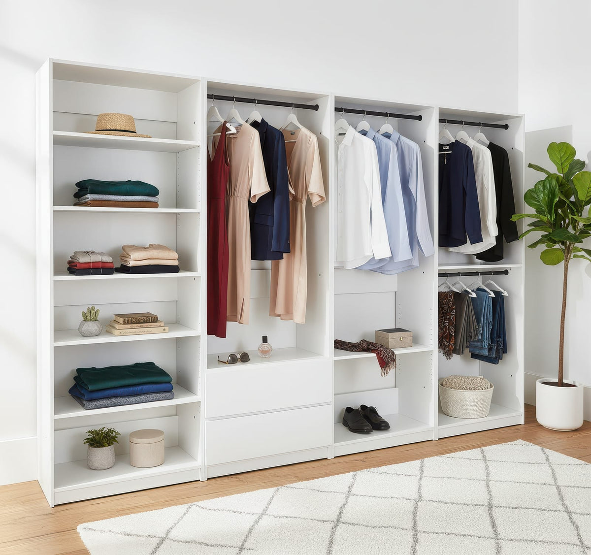 Prosper White Freestanding Walk-In Closet System - Wood & Melamine