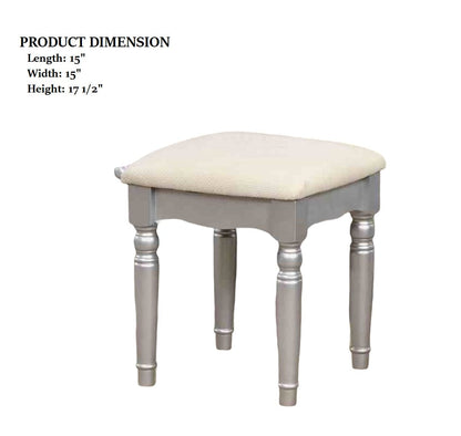 Silver Mirror Bedroom Vanity with 5 Drawers