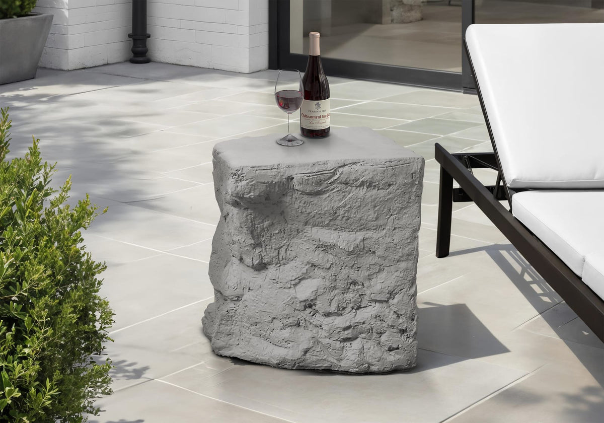 Grey Magnesium Oxide Accent Table for Poolside or Garden Use