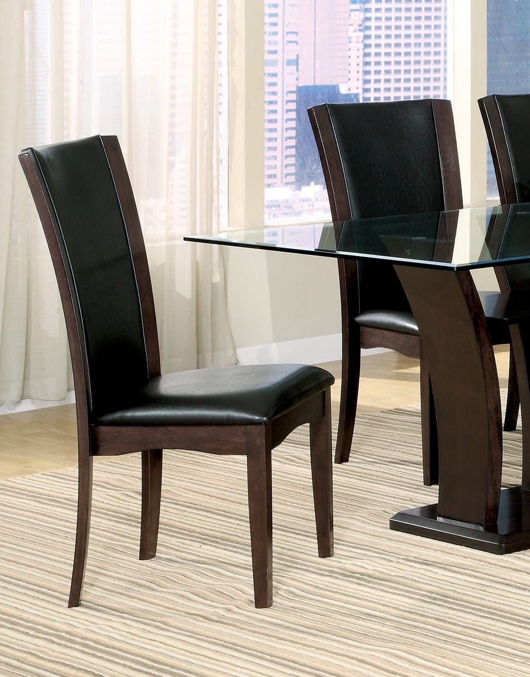 Modern Dark Brown Dining Side Chairs Set of 2 Espresso Finish Wood