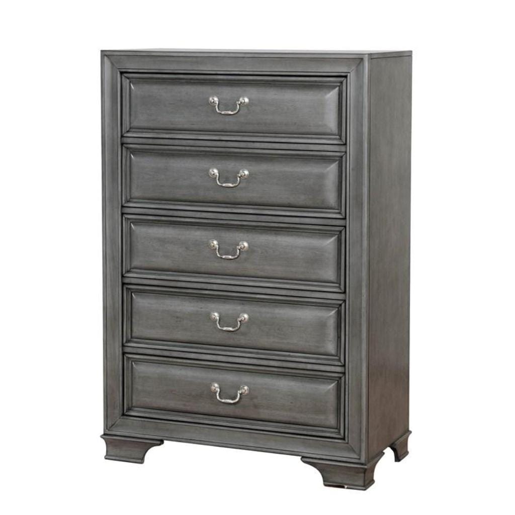 Gray Solid Wood Bedroom Dresser - 36" Wide