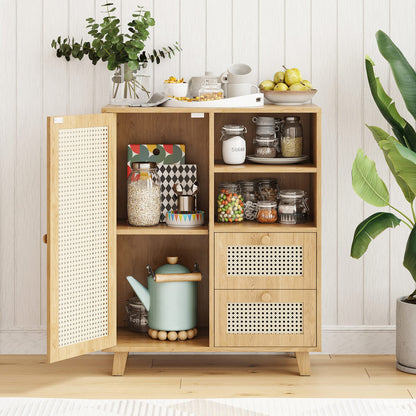 Natural Engineered Wood Buffet Cabinet - 15"W x 27.5"D x 33.8"H