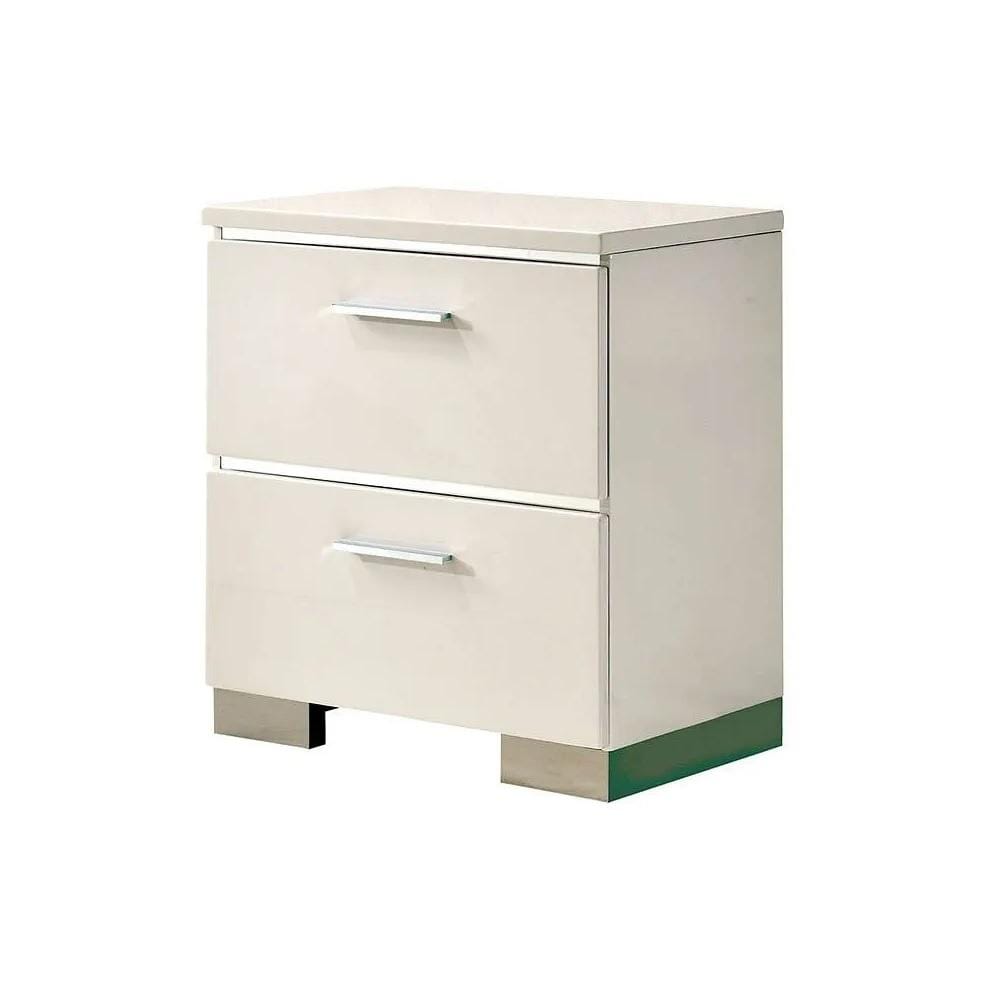 White Solid Wood Nightstand with Drawers - Classic Style for Bedroom