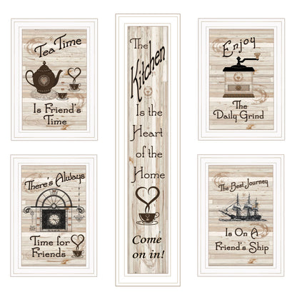 5 Piece White Frame Wall Decor Vignette for Kitchen Walls