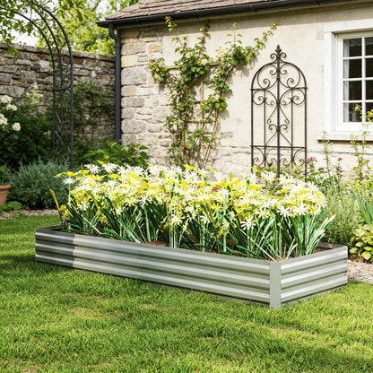 Silver Steel Raised Garden Planter for Outdoor Pots and Beds