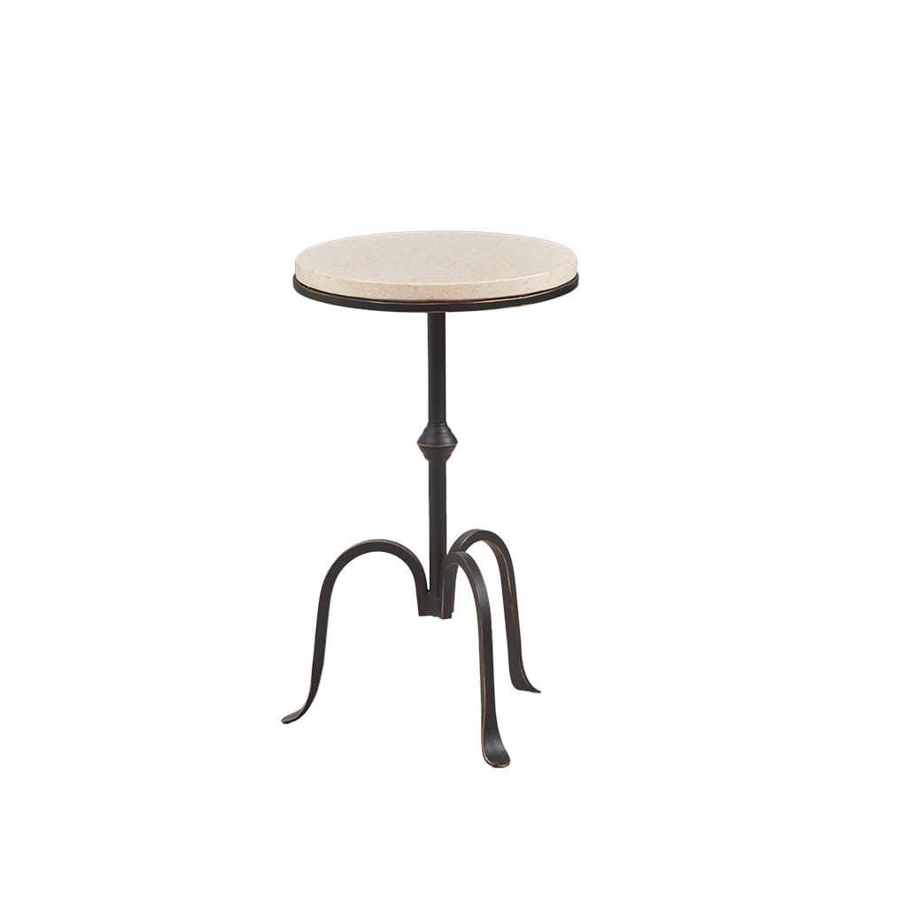 Small Black Marble Accent Table - 12 Inch Round