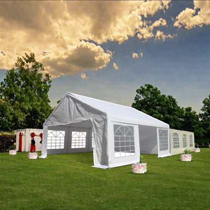 20x20 Feet Heavy Duty Gazebo - White Steel Canopy