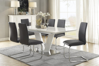 Sleek Side Chairs Set of 2, Gray Faux Leather Dining Room Furniture