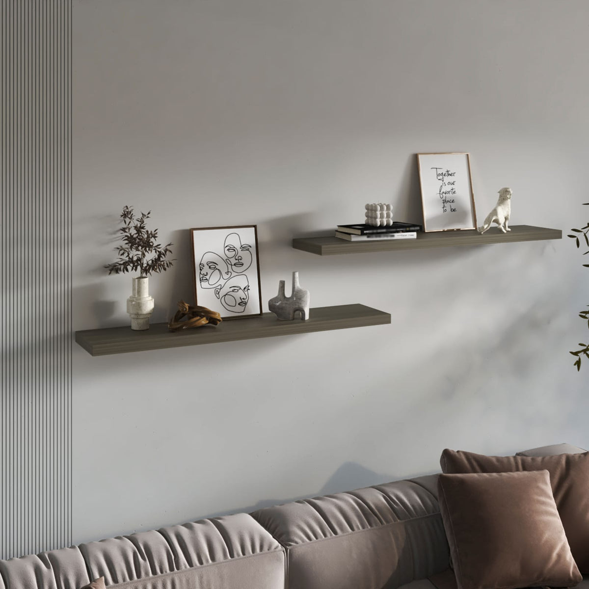 Olive Engineered Wood Shelves - 2 Shelf Display Unit for Living Room