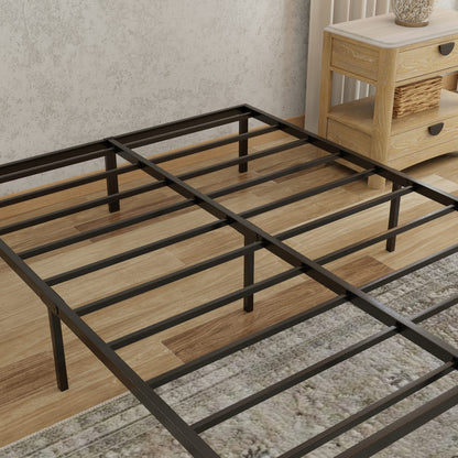 Modern Twin Steel Black Platform Foundation Bed Frame