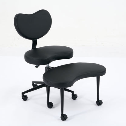 Meditation Chair Plus - Cross Legged Office Chair, Black PU Leather