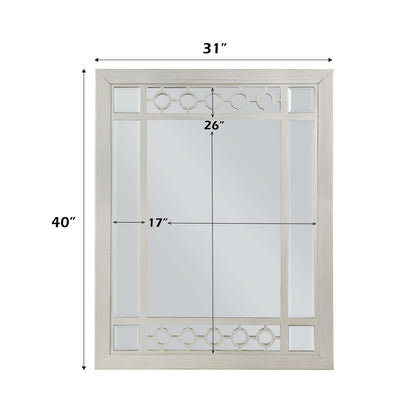 Silver Rectangular Vanity Mirror with Storage