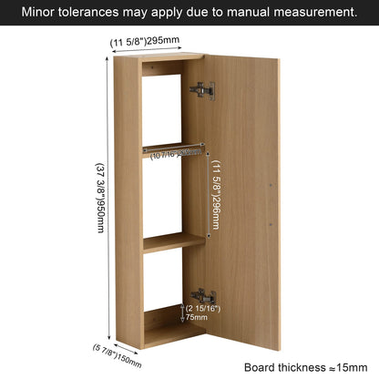 Light Oak Bathroom Storage Cabinet - Tall Wall Mounted