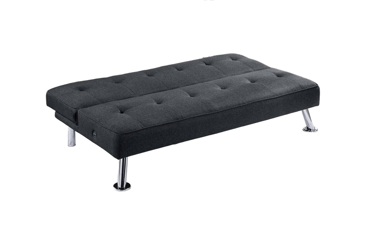 Black Polyfiber Sofa - Armless, 2 Seat for Living Room