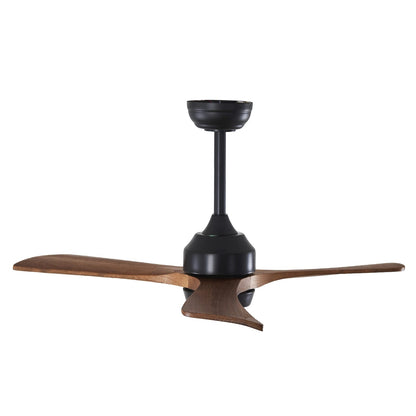42" Solid Wood Blades Ceiling Fan with Lights - Matte Black